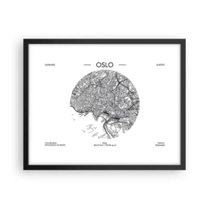 Affisch i svart ram - Oslos anatomi - 50x40 cm