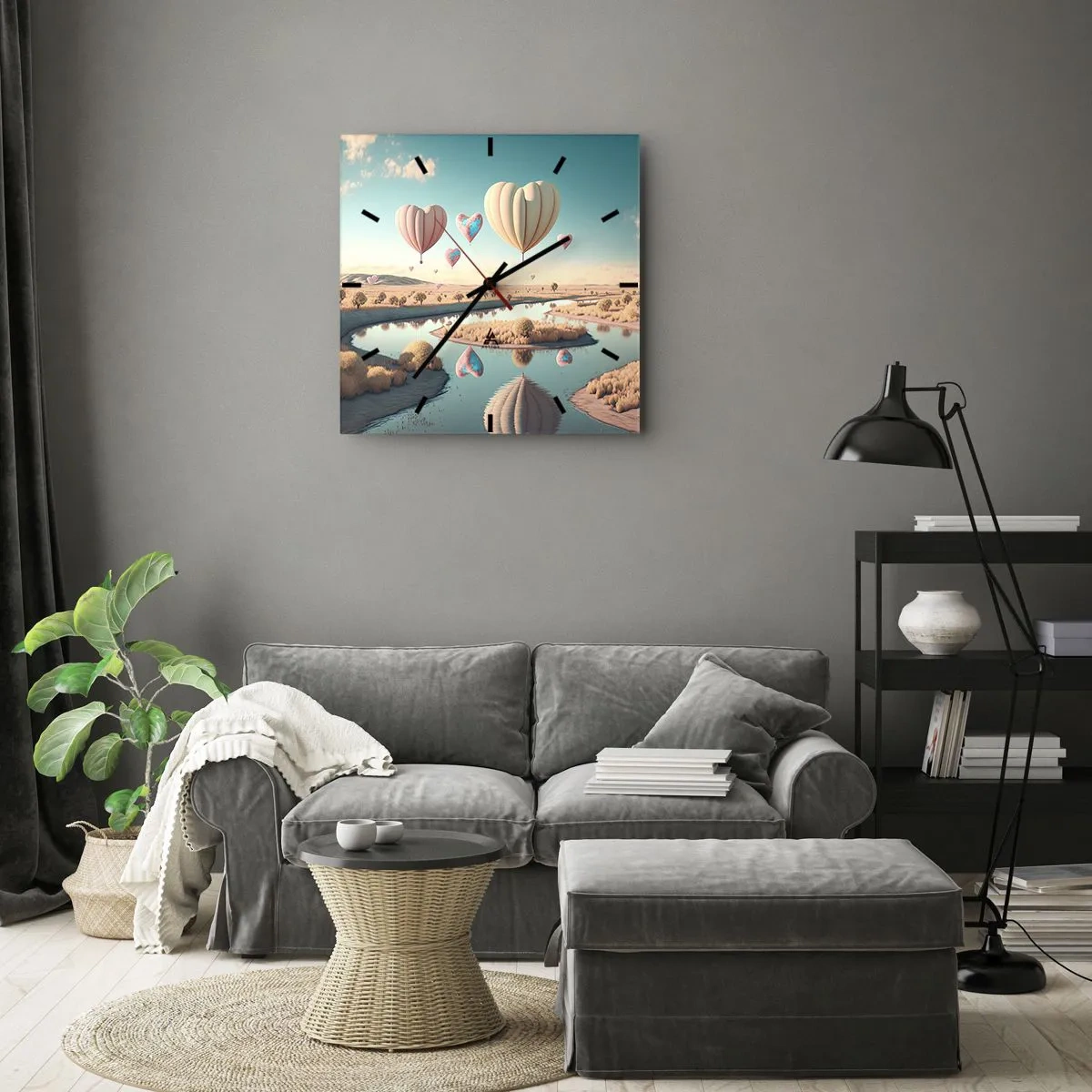 Väggklocka - Klocka på glas - Kärleken låter dig sväva - 40x40 cm