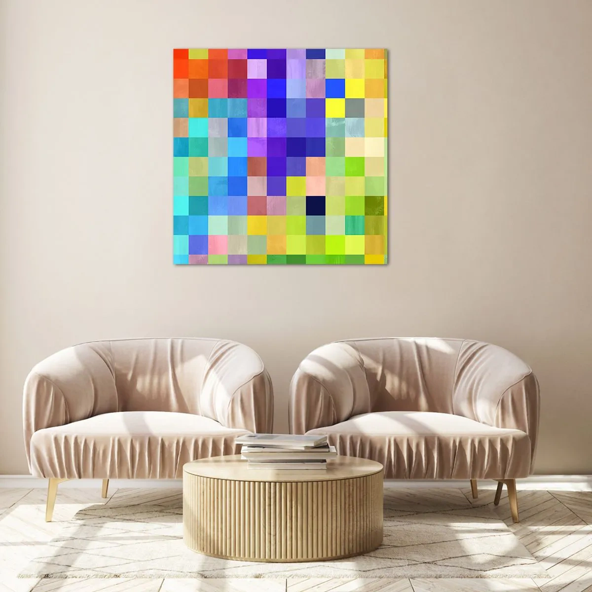 Glastavla - Bild på glas - Alla olika, alla jämna - 60x60 cm