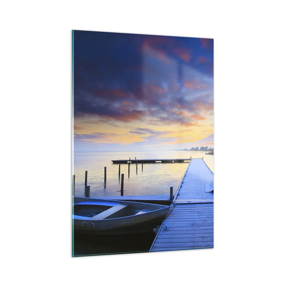 Glastavla - Bild på glas - Violet-guld ro - 50x70 cm