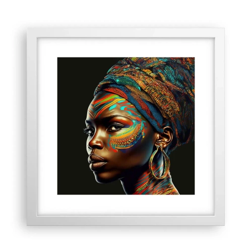Affisch i vit ram - Afrikansk drottning - 30x30 cm