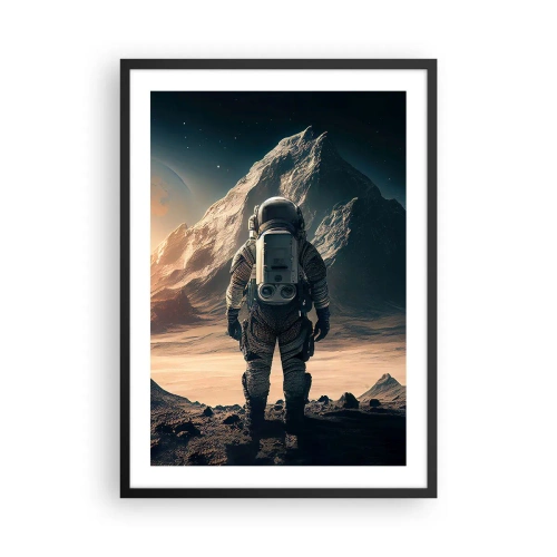Affisch i svart ram - Astronaut på en främmande planet i stjärnljuset - 50x70cm - En ny utmaning - Modern väggdekoration för vardagsrum och sovrum ARTTOR