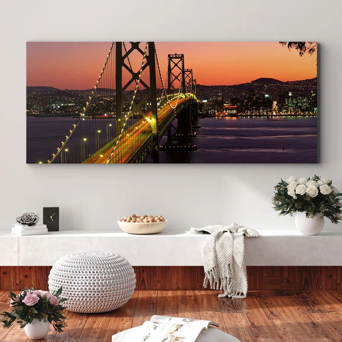 Canvastavla - Bild på duk - En kväll i violett - 140x50 cm