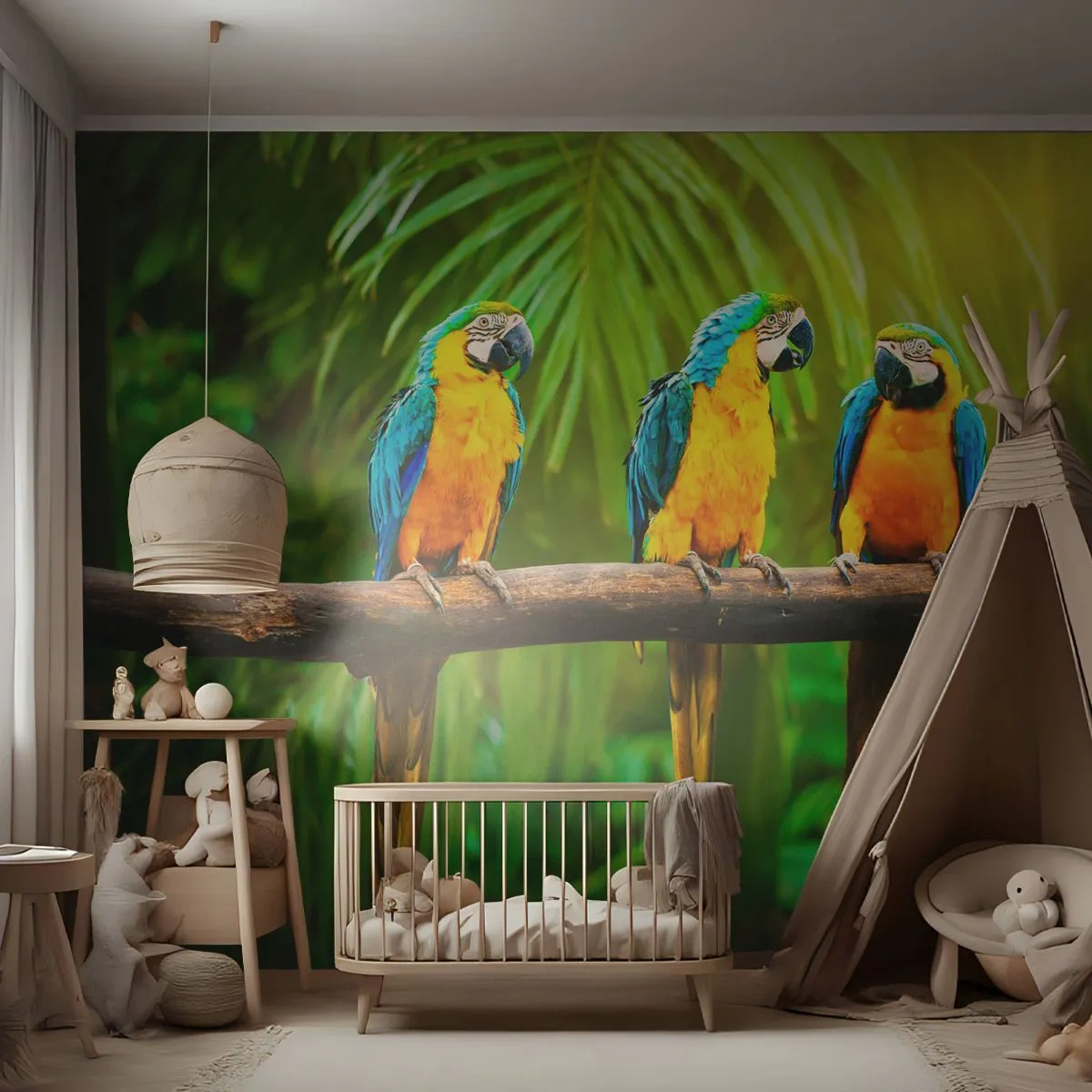 Fototapet Standard Eco - Har du hört att hon...? - Fåglar, Papegojor, Natur - 200x140 cm