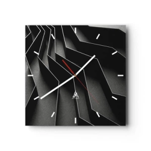 Väggklocka - Klocka på glas - Rumslig ordning - 40x40 cm