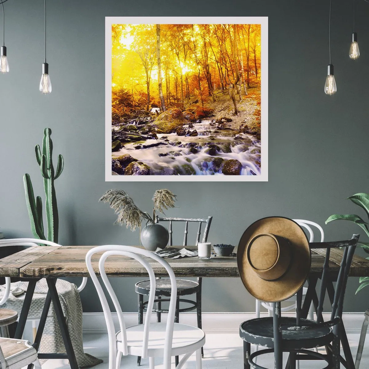 Affisch - Stenar infattade i guld och platina - 40x40 cm