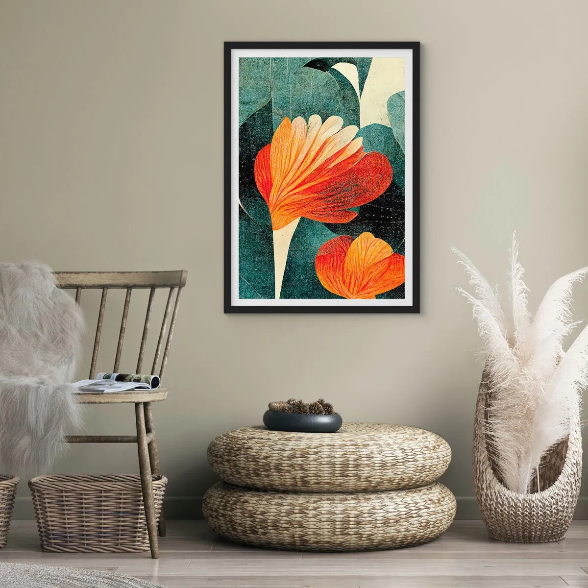 Affisch i svart ram - Värmen i tropikerna och svalkan i grönskan - 40x50 cm