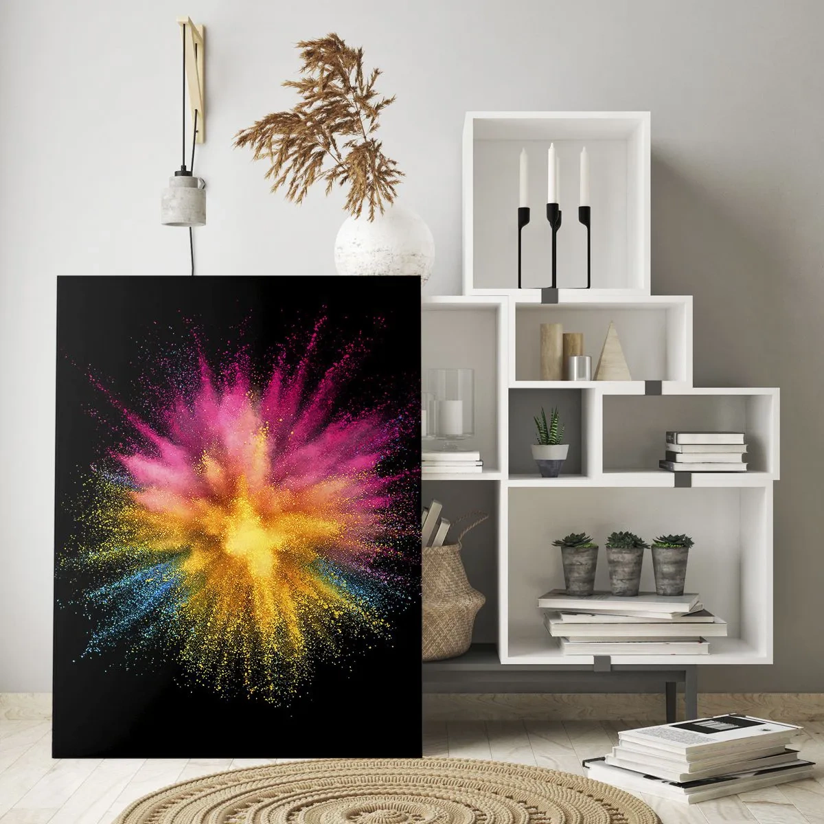 Glastavla - Bild på glas - Färgerna föds  - 50x70 cm