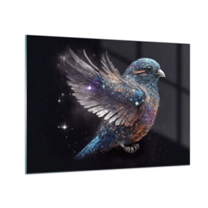 Glastavla - Bild på glas - Rymdsparv med diamantglitter - 70x50cm - Diamant sparv - Modern väggdekoration för vardagsrum och sovrum ARTTOR