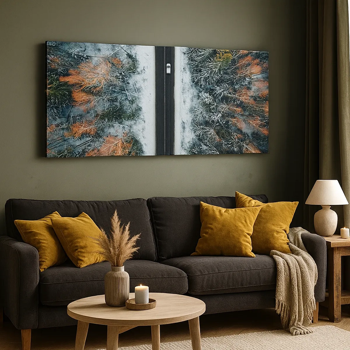 Canvastavla - Bild på duk - Genom vinterskogen - 30x30 cm