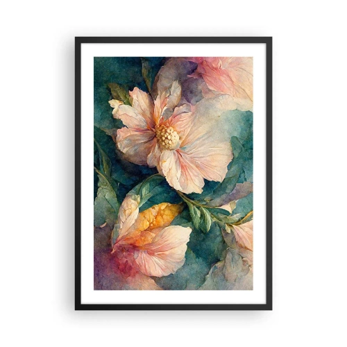 Affisch i svart ram - Fina blommor i akvarellstil - 50x70cm - Bara subtilitet - Modern väggdekoration för vardagsrum och sovrum ARTTOR