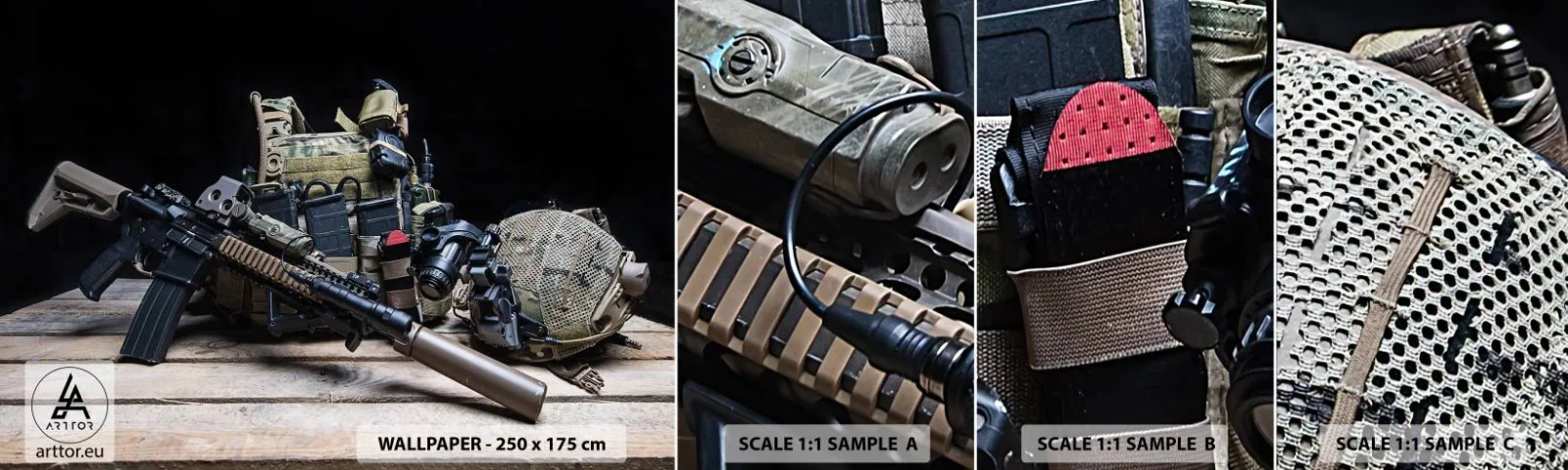 Provbit av självhäftande fototapet Deluxe Sticker - Ledig! - Militär, Gevär, Vapen - 100x30 cm