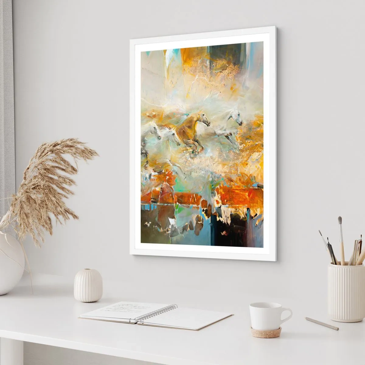 Affisch i vit ram - Galopp genom ljuset - 61x91 cm