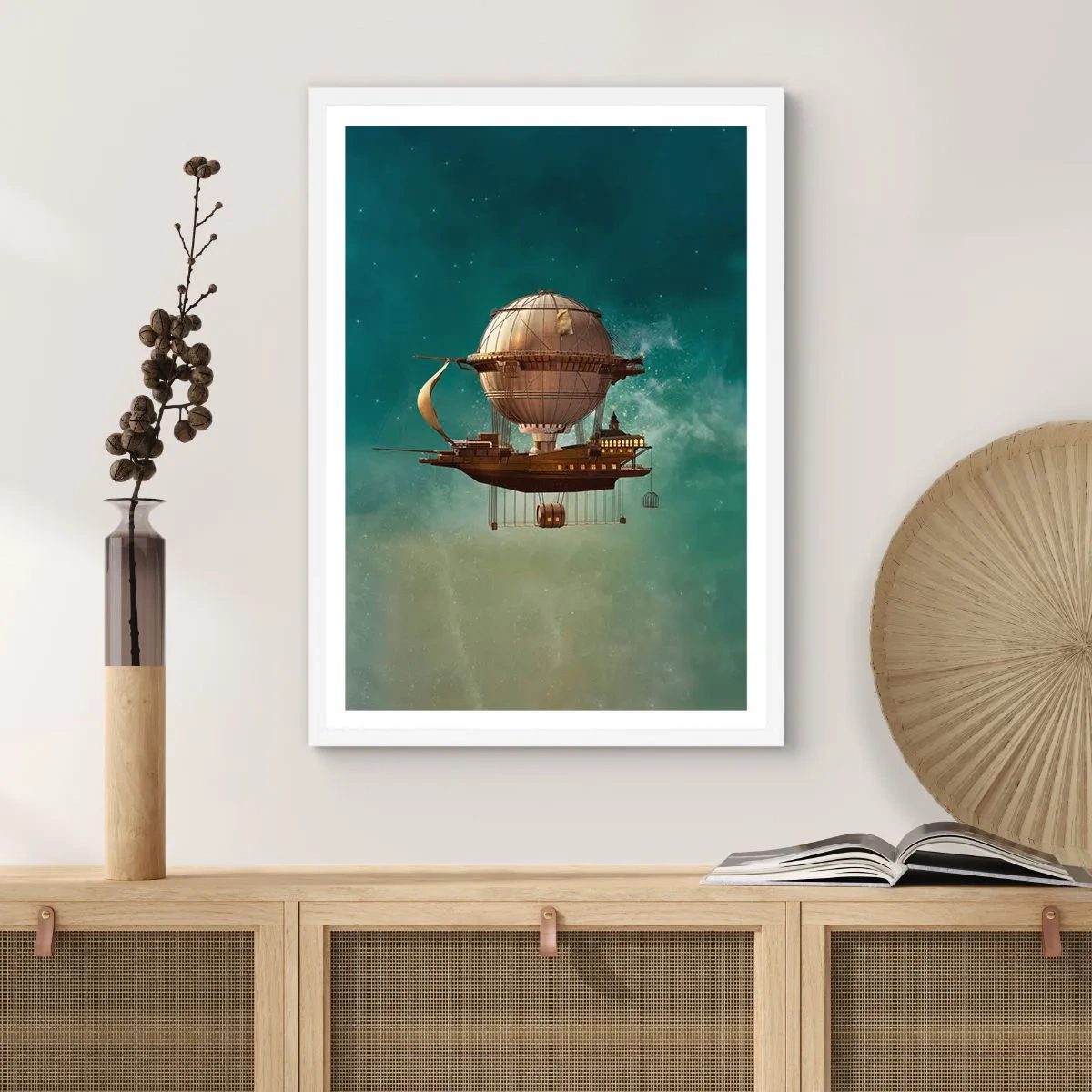 Affisch i vit ram - Jules Verne hälsar - 70x100 cm