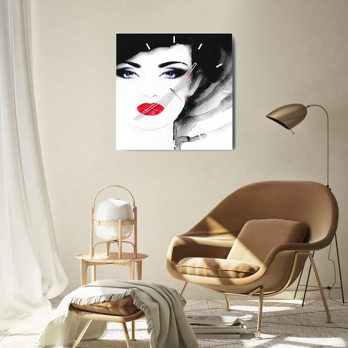 Väggklocka - Klocka på glas - Avvisar och kallar - 40x40 cm