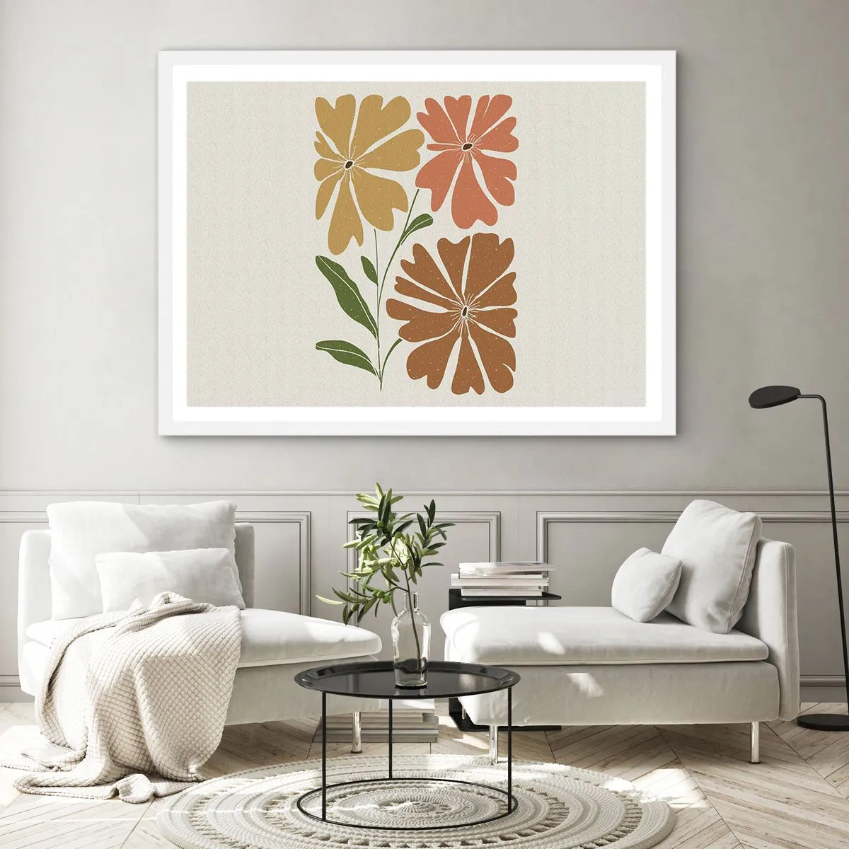 Affisch i vit ram - Natur och geometri - 100x70 cm