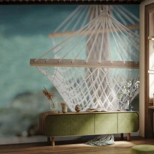 Fototapet på mått Premium Canvas - Avkopplingstid - Hängmatta, Strand, Resor