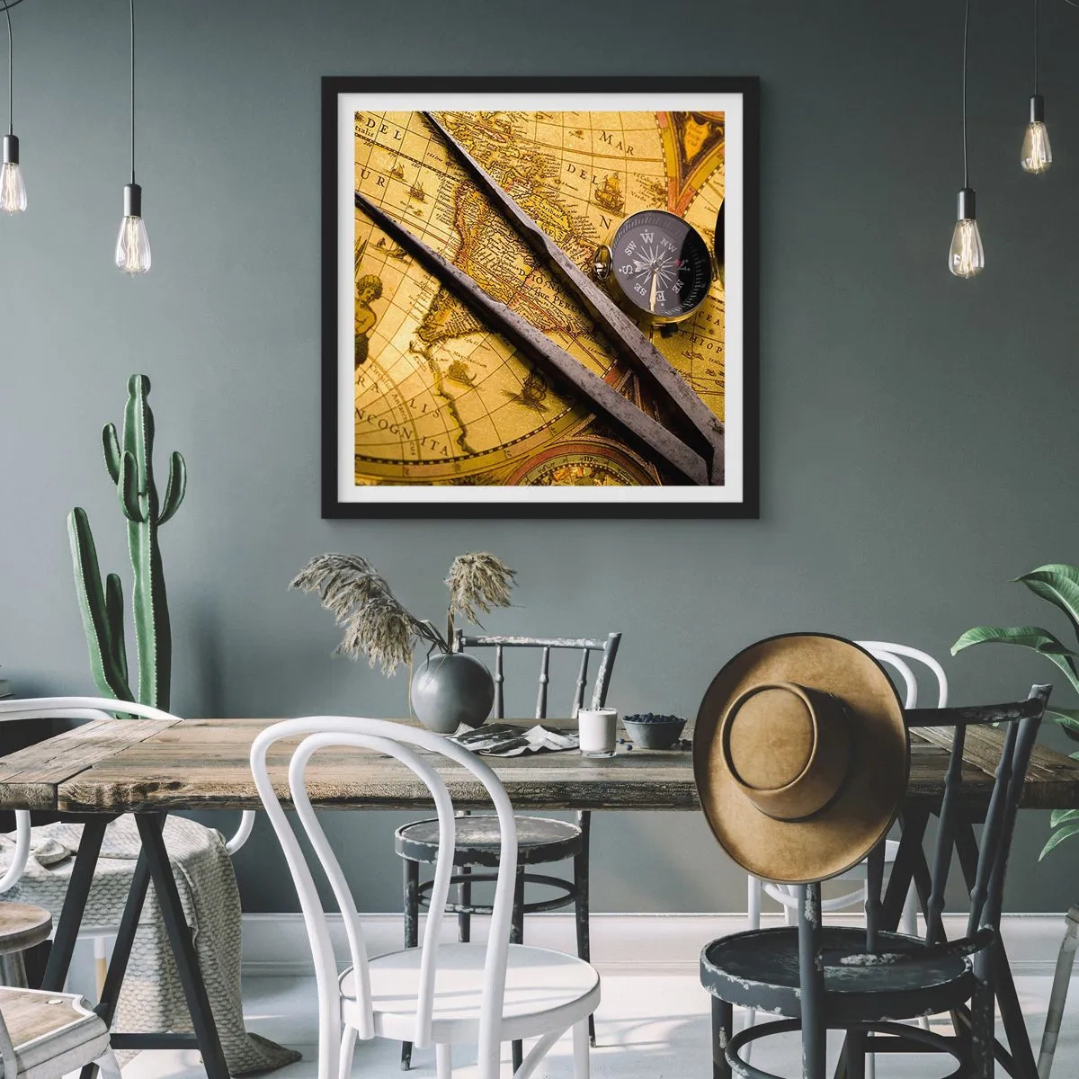 Affisch i svart ram - Var är skatterna? - 60x60 cm