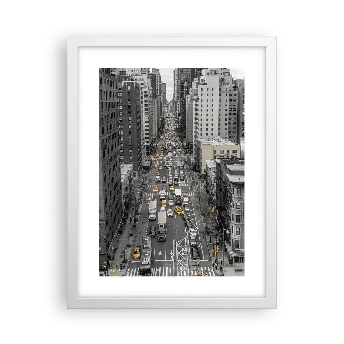 Affisch i vit ram - Livet i New York - 30x40 cm