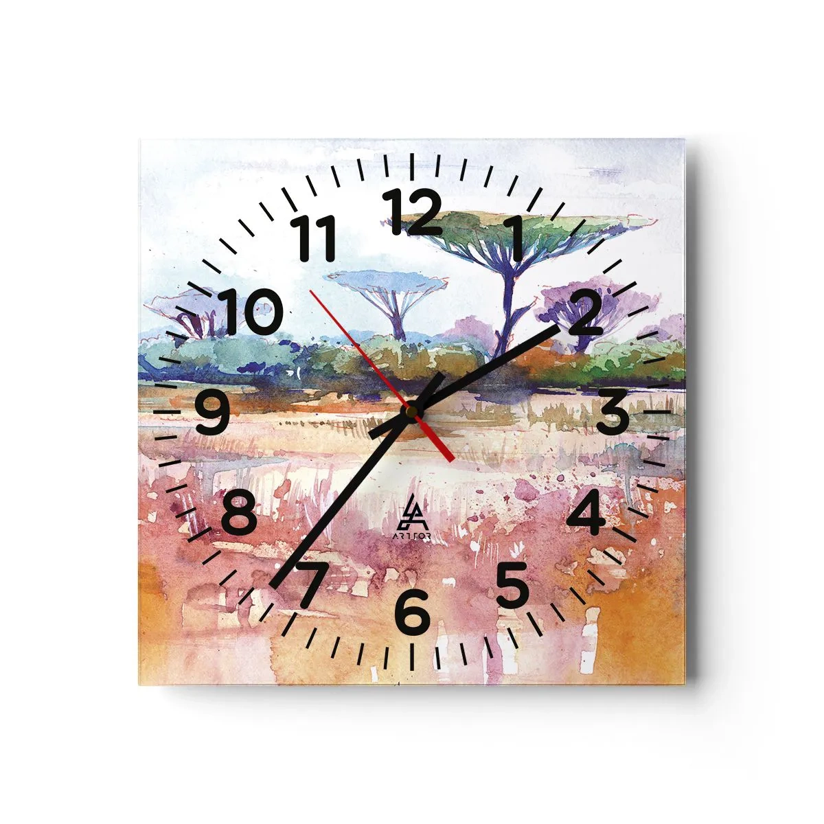 Väggklocka - Klocka på glas - Savannens färg - 30x30 cm