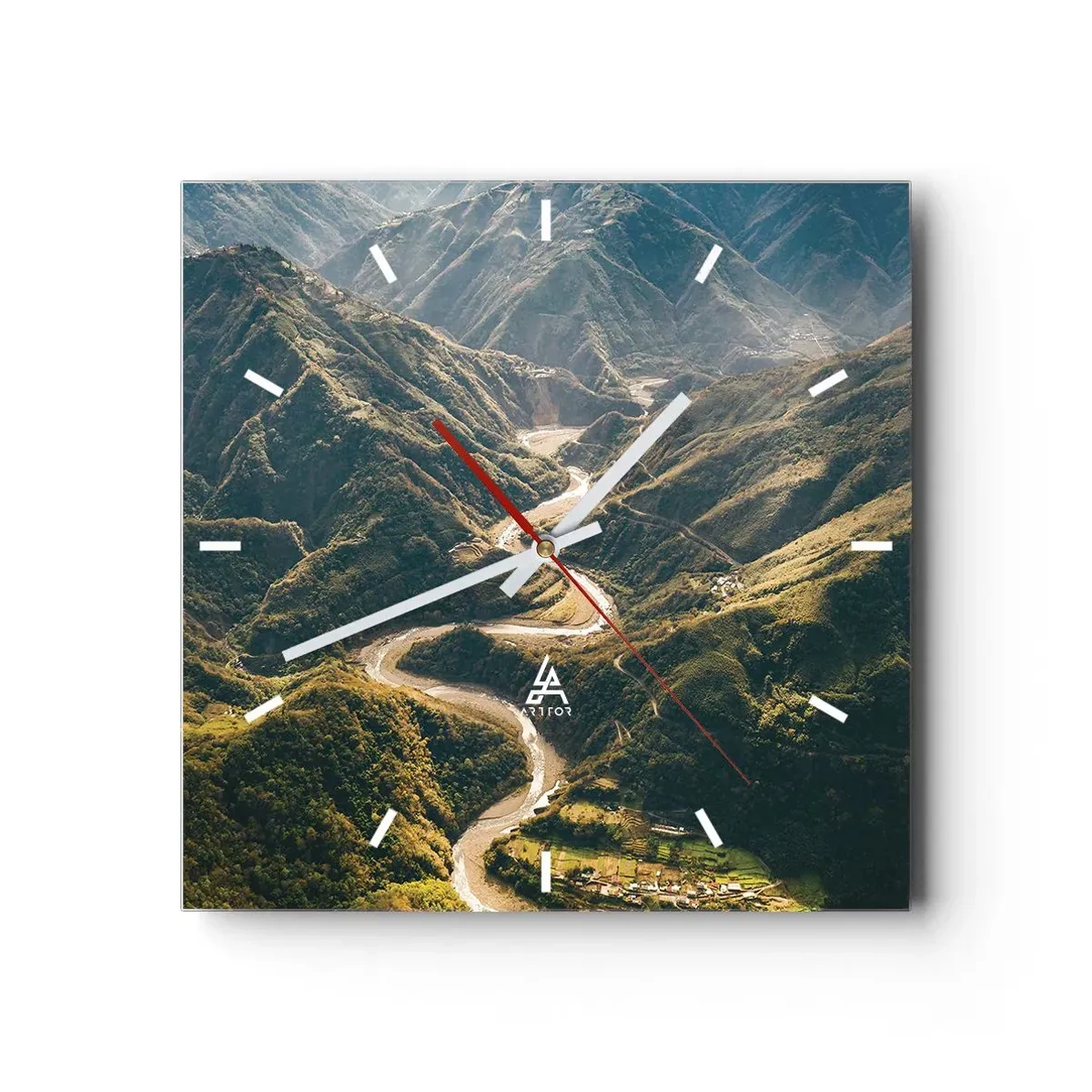 Väggklocka - Klocka på glas - Direkt från fjällens hjärta - 30x30 cm