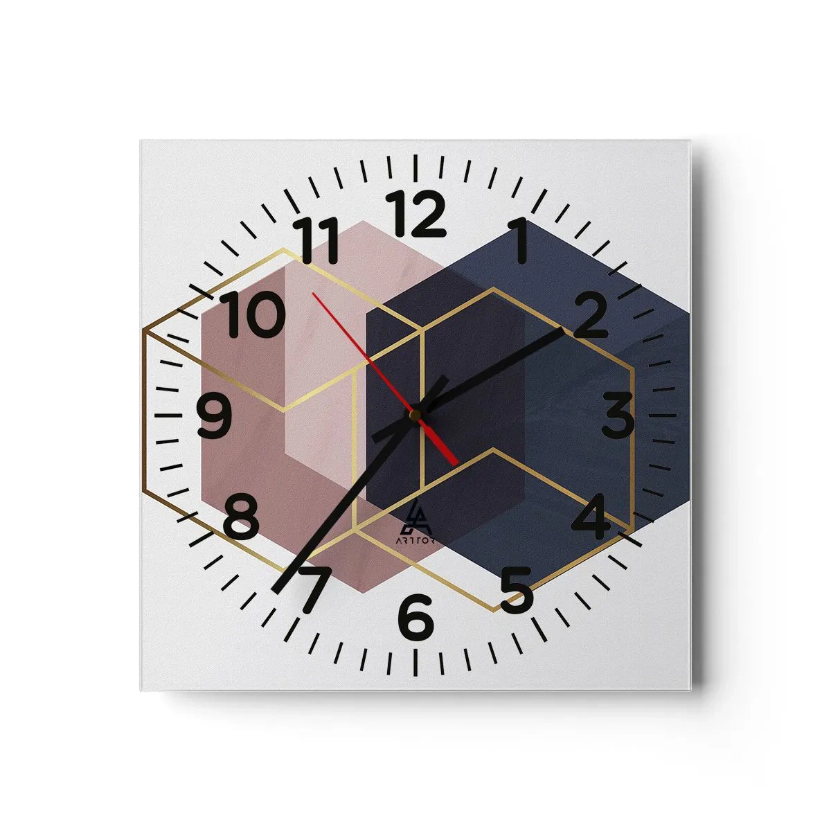 Väggklocka - Klocka på glas - Enkelhetens styrka - 40x40 cm