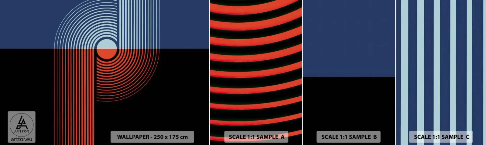 Provbit av självhäftande fototapet Deluxe Sticker - I en geometrisk kläm - Abstraktion, Grafik, Linjekonst - 100x30 cm