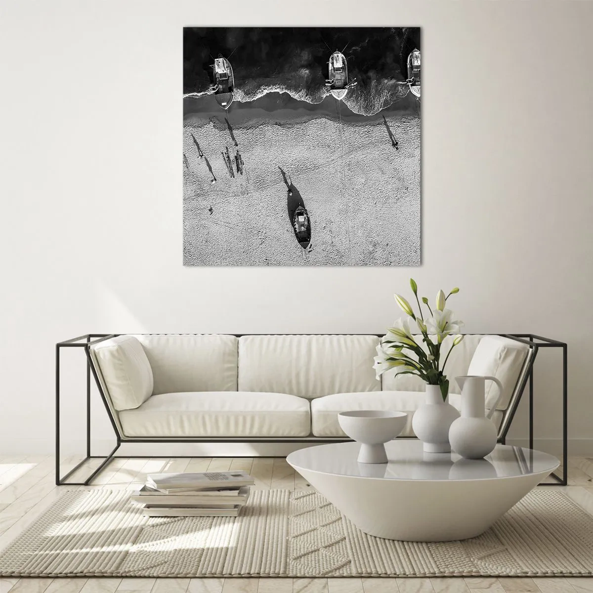 Glastavla - Bild på glas - Fortfarande på stranden... - 30x30 cm