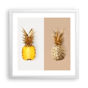 Affisch i vit ram - Ananas för oss - 40x40 cm
