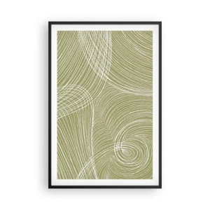 Affisch i svart ram - Intrikat abstraktion i vitt - 61x91 cm