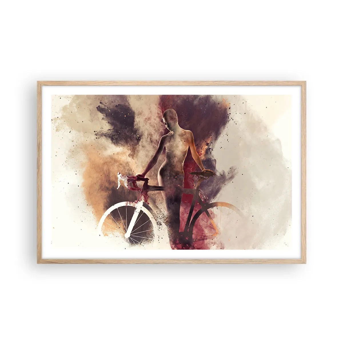 Affisch i ram av ljusek - Cyklelsjäl i marmorform - 91x61 cm