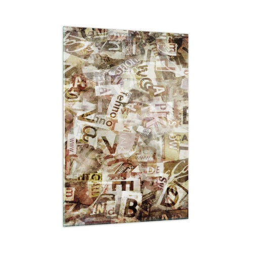Glastavla - Bild på glas - Snacket reduceras till enstaka bokstäver - 50x70 cm