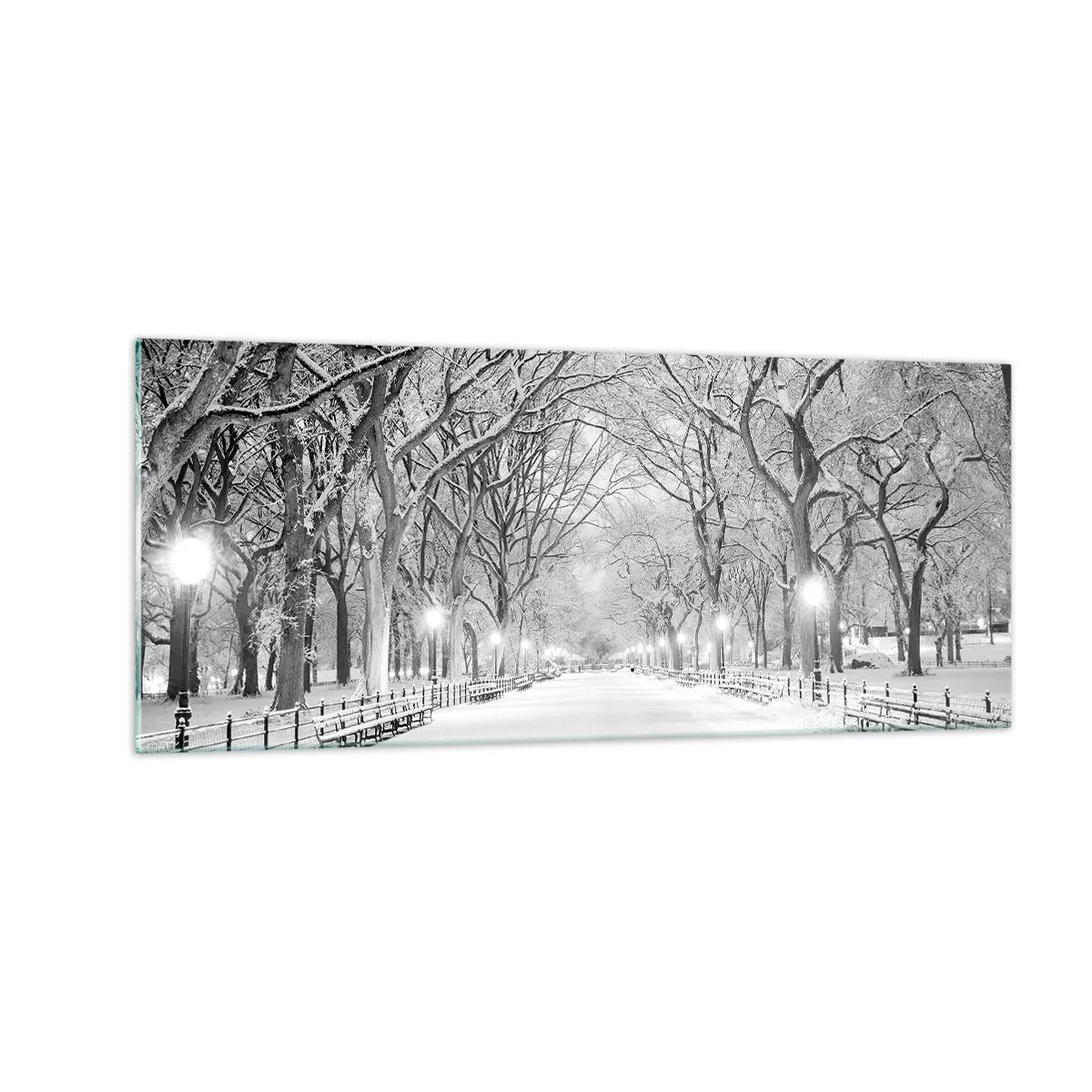 Glastavla - Bild på glas - De fyra årstiderna - vinter - 100x40 cm