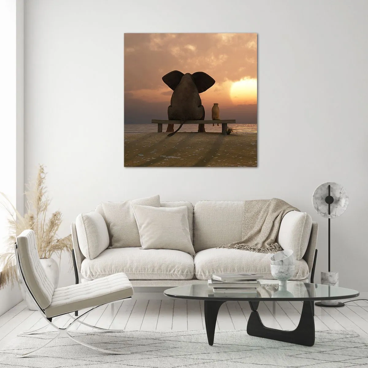 Glastavla - Bild på glas - Det är bra att vara tyst tillsammans - 60x60 cm