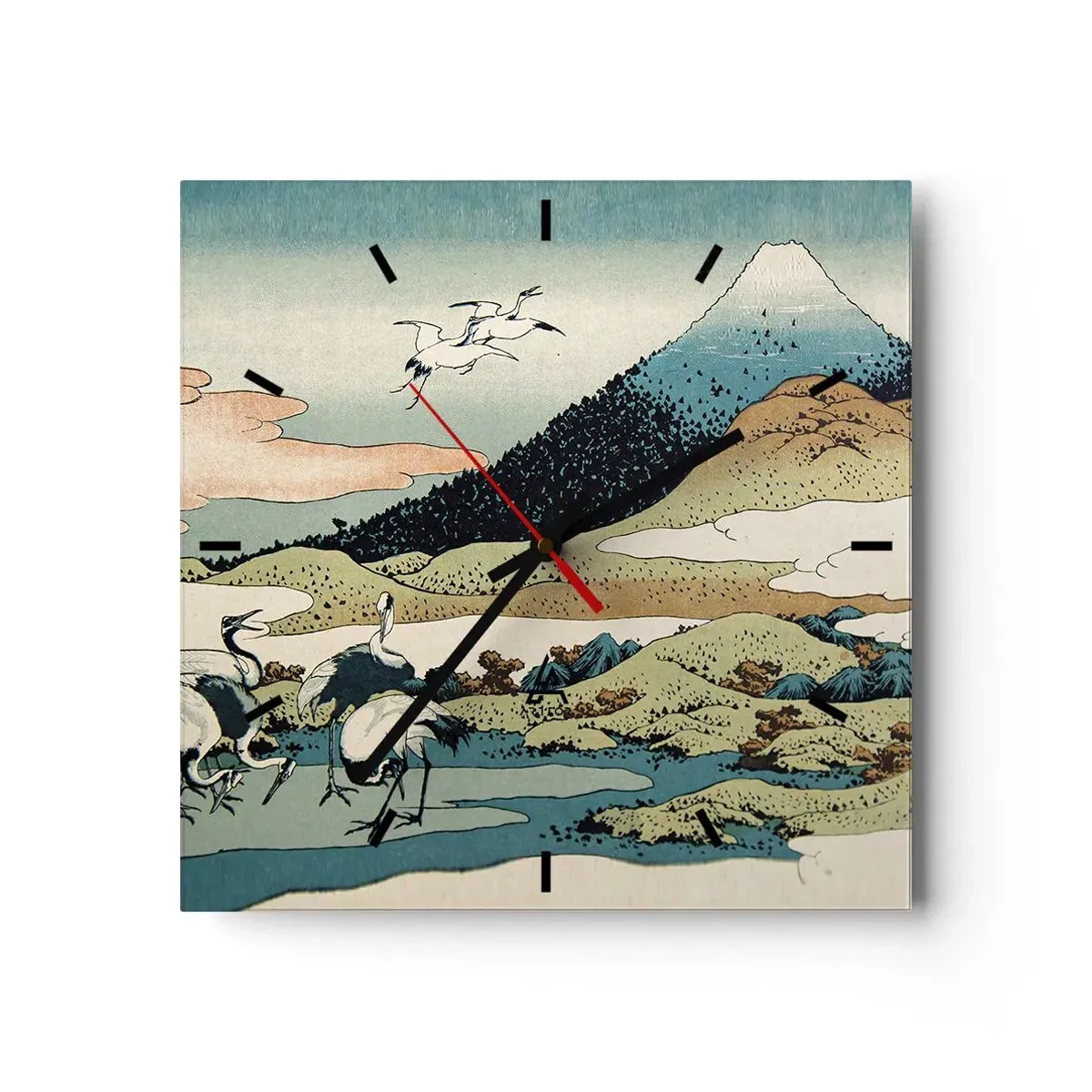Väggklocka - Klocka på glas - I japansk anda - 30x30 cm