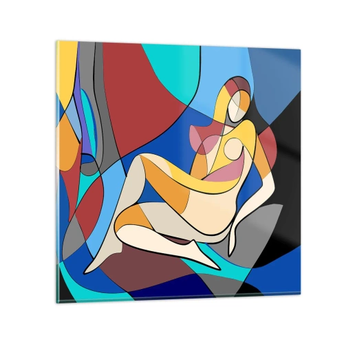 Glastavla - Bild på glas - Kubistisk nakenbild - 30x30 cm