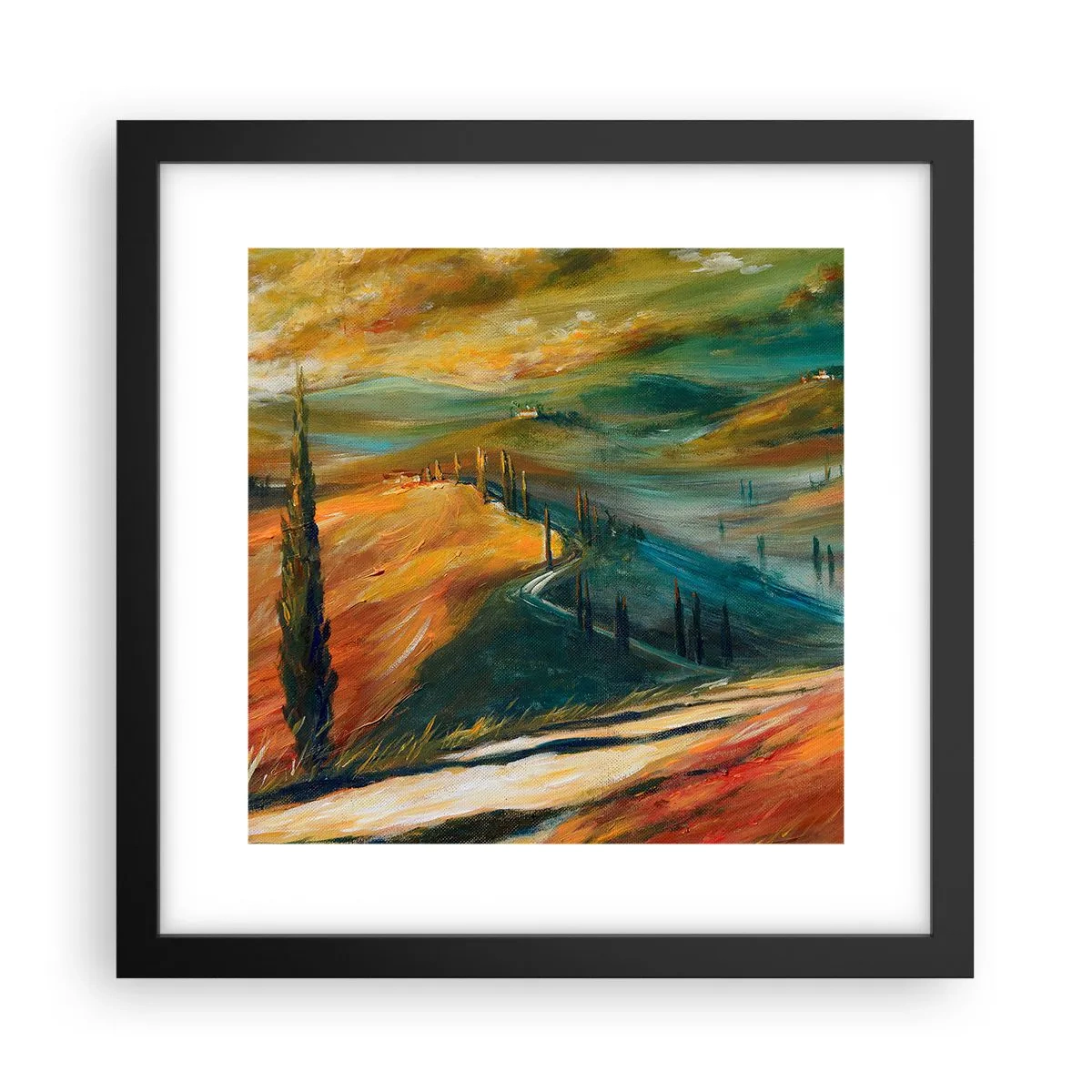 Affisch i svart ram - Toskanskt landskap - 30x30 cm