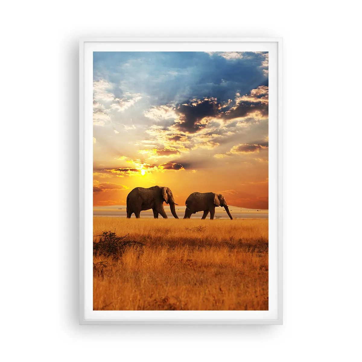 Affisch i vit ram - Familjepromenad - 70x100 cm