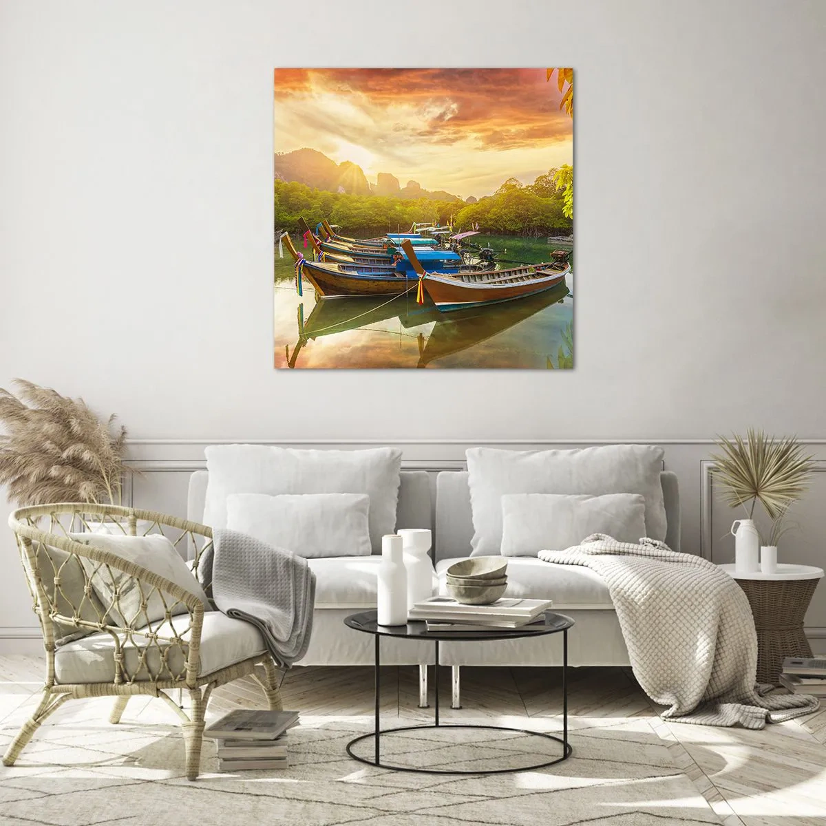 Glastavla - Bild på glas - Före en arbetsam dag - 40x40 cm