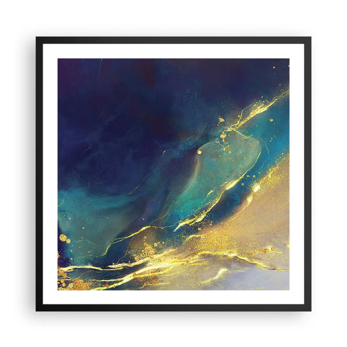 Affisch i svart ram - Utspillt guld - 60x60 cm