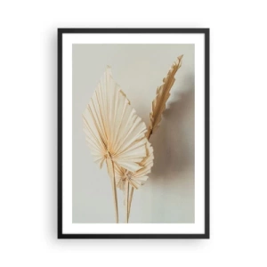 Affisch i svart ram - Torkade palmblad i ett minimalistiskt arrangemang mot en ljus bakgrund - 50x70cm - När du behöver stillhet - Modern väggdekoration för vardagsrum och sovrum ARTTOR