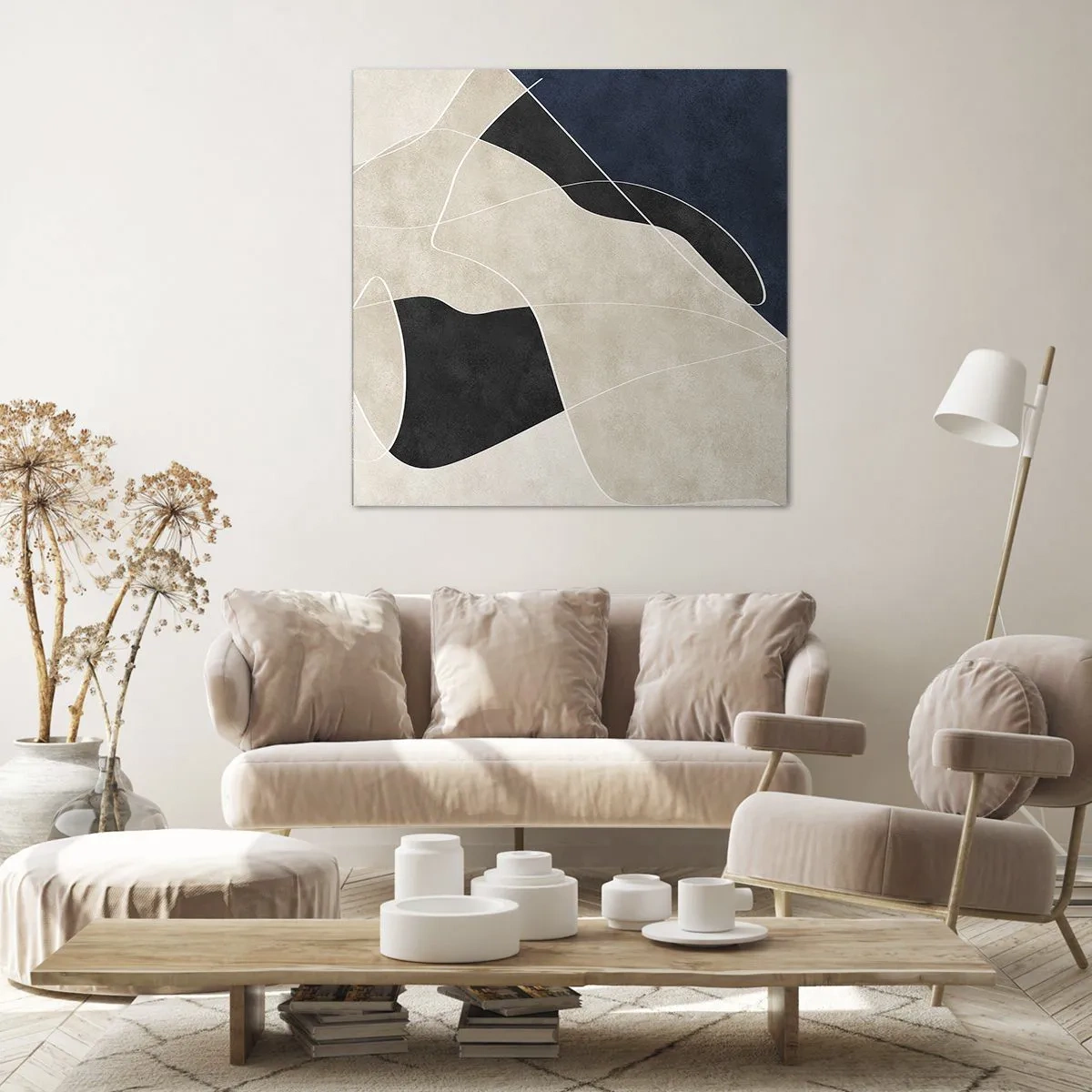 Canvastavla - Bild på duk - Abstrakt komposition - färgkontrast - 60x60 cm