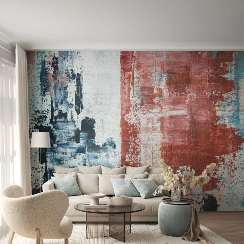 Fototapet Premium Canvas - Abstrakt halvt om halvt - Abstraktion, Bit, Målning - 350x256 cm