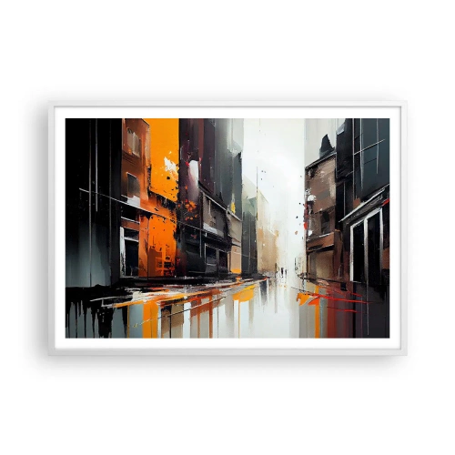 Affisch i vit ram - Regnig dag - 100x70 cm