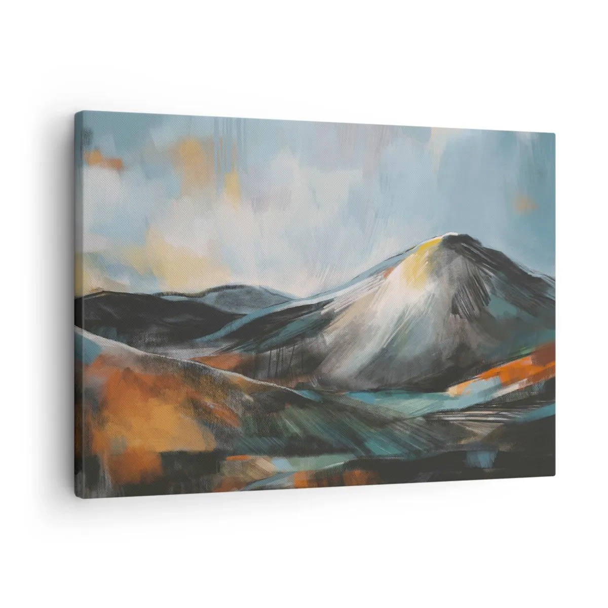 Canvastavla - Bild på duk - Abstrakt bergslandskap i varma nyanser - 70x50cm - Råa och vackra - Modern väggdekoration för vardagsrum och sovrum ARTTOR
