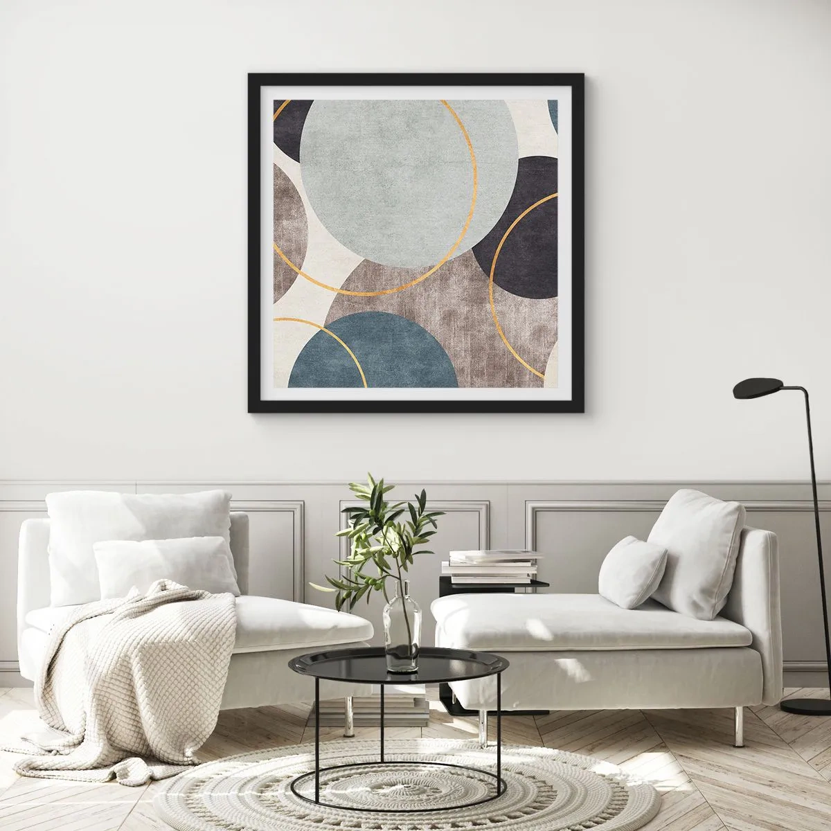 Affisch i svart ram - Cirkel efter cirkel - 50x50 cm