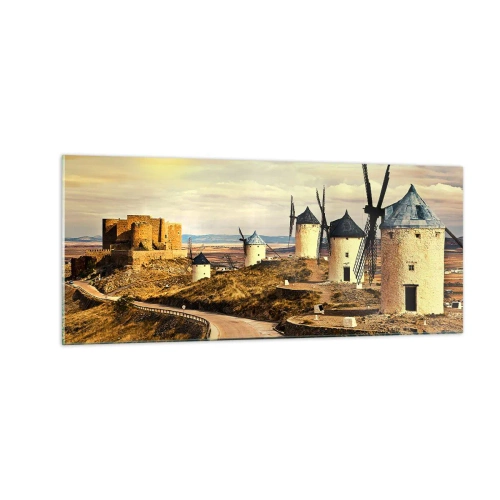 Glastavla - Bild på glas - Don Quixote kommer snart - 100x40 cm
