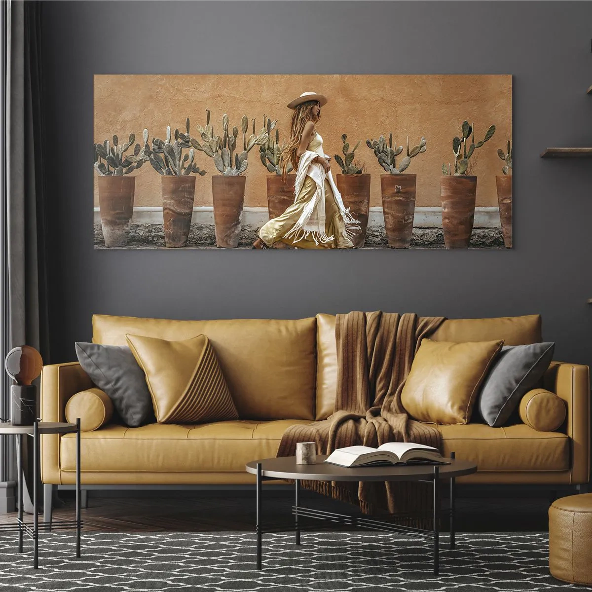 Glastavla - Bild på glas - I hippiestil - 90x30 cm