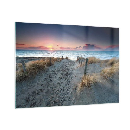 Glastavla - Bild på glas - Utspilld skenregnbåge... - 100x70 cm