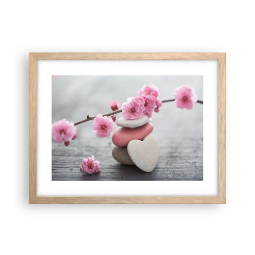 Affisch i ram av ljusek - Salighet med körsbärsblomma - 40x30 cm